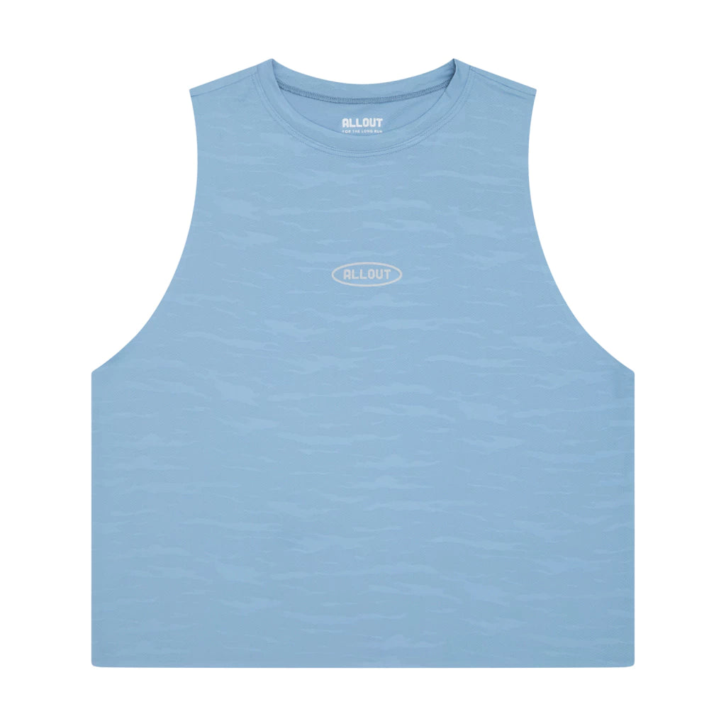Musculosa Chase the High All Out Run azul grisáceo