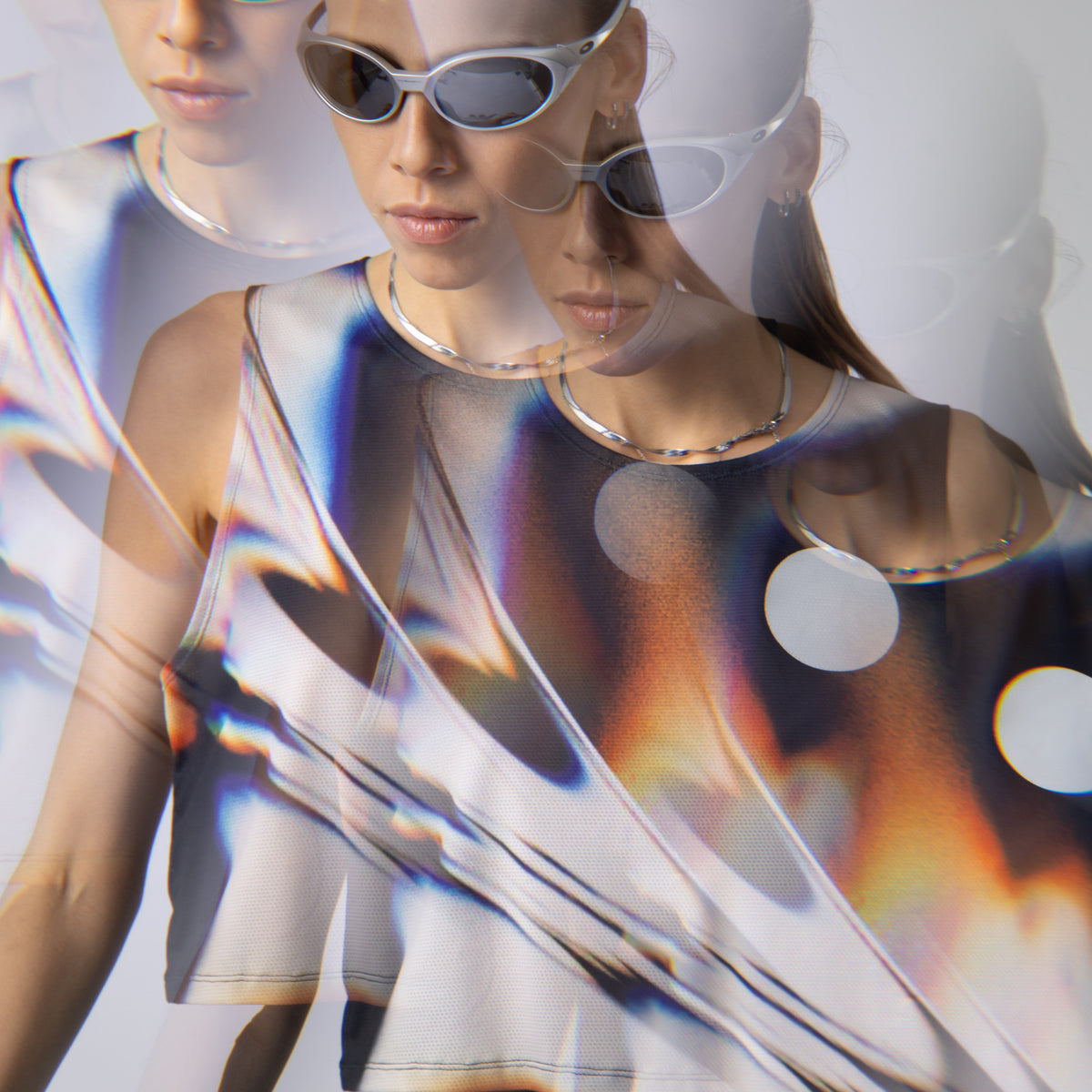 White glass Crop Singlet